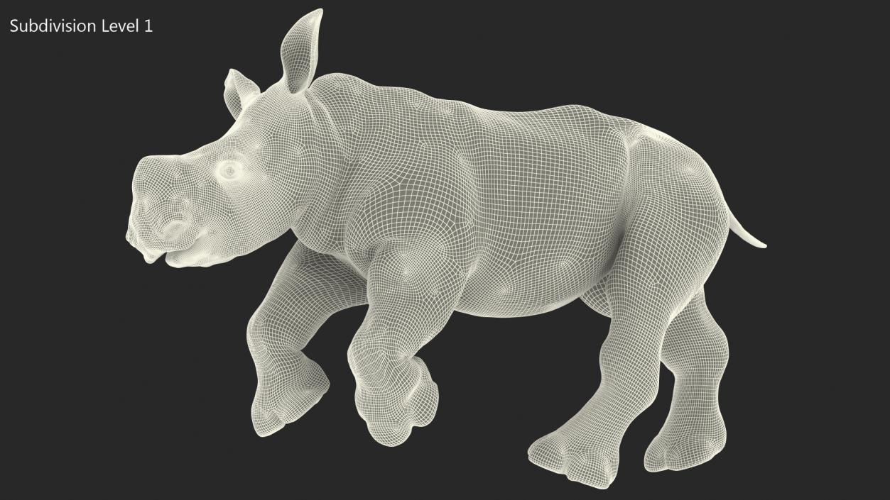 3D Baby Rhino Running Pose model