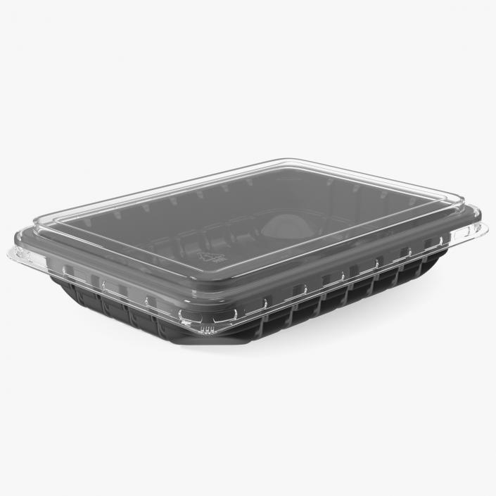 Plastic Take Out Container with Lid Black 18x13cm 3D model