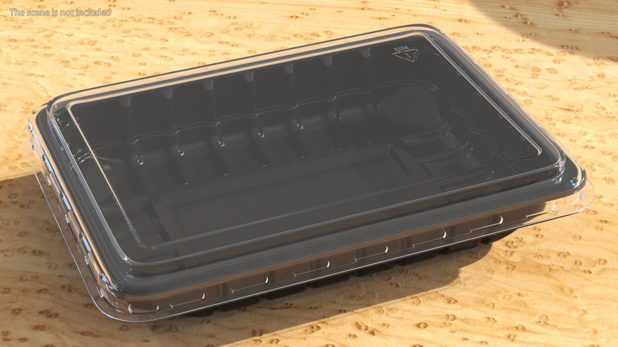 Plastic Take Out Container with Lid Black 18x13cm 3D model