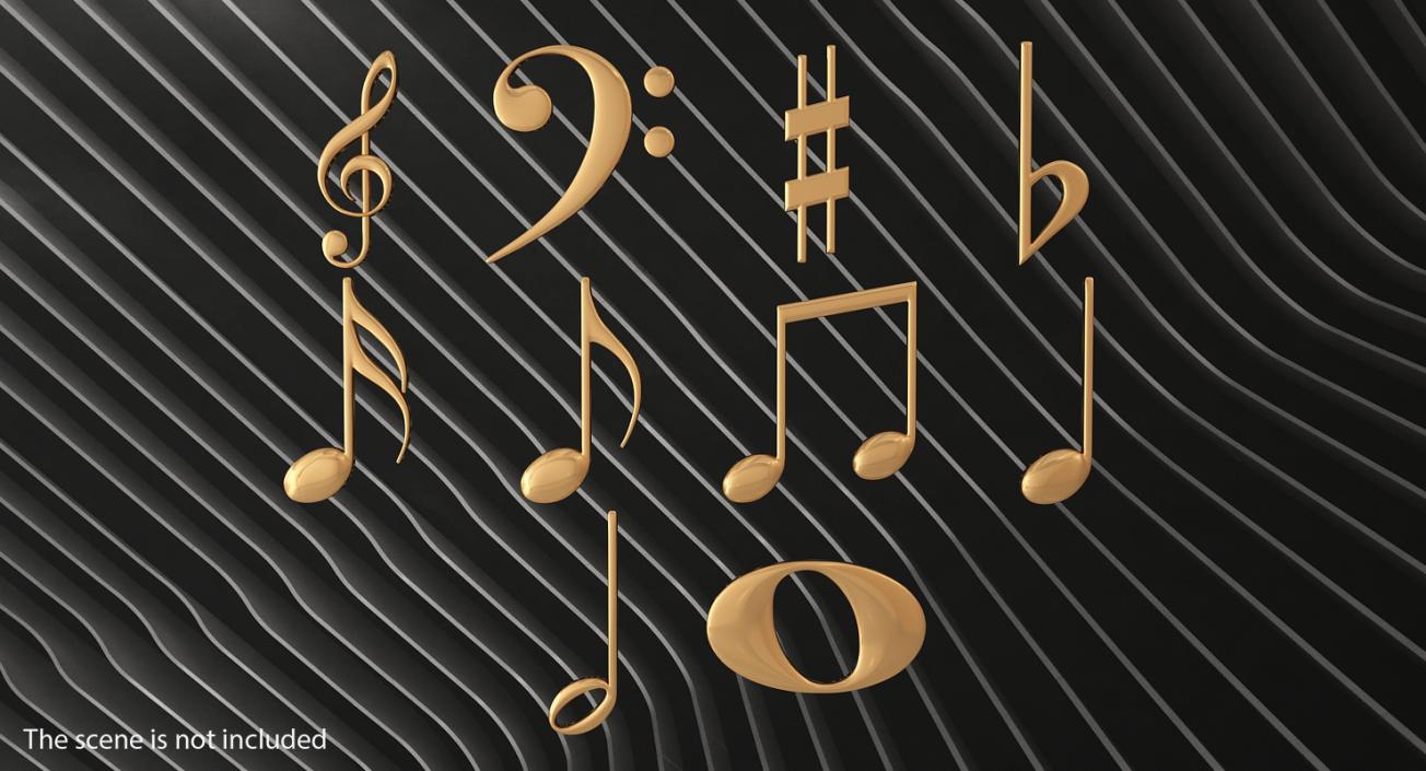 3D model Golden Musical Notes