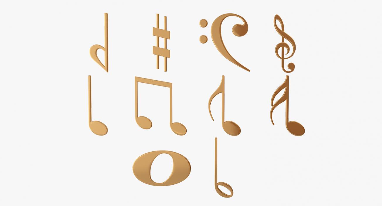 3D model Golden Musical Notes