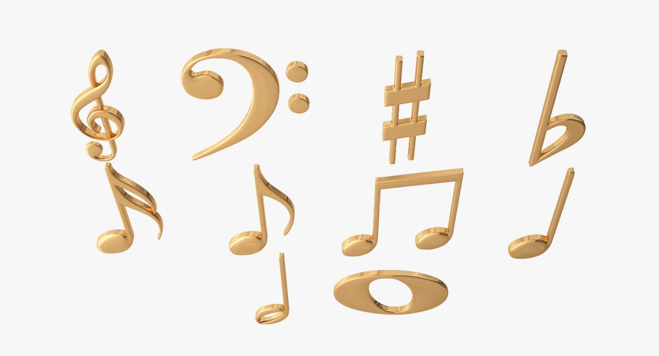 3D model Golden Musical Notes