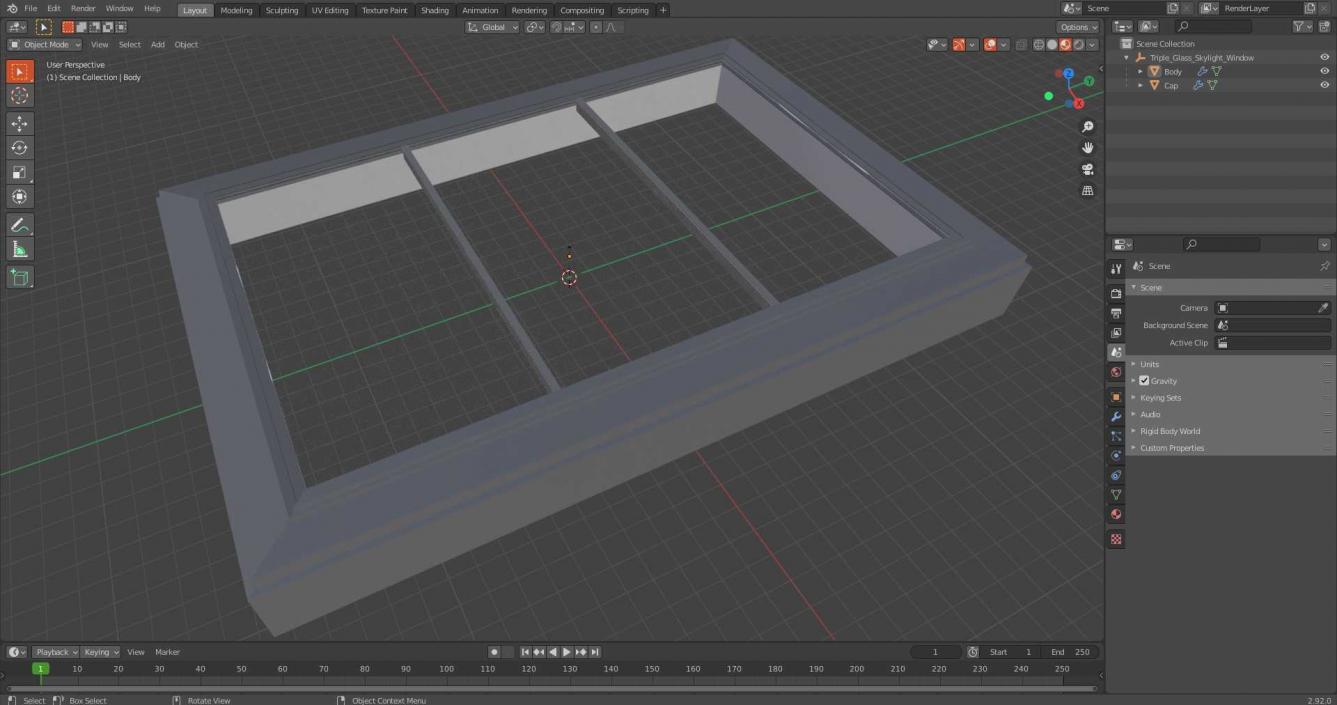 3D Triple Glass Skylight Window model