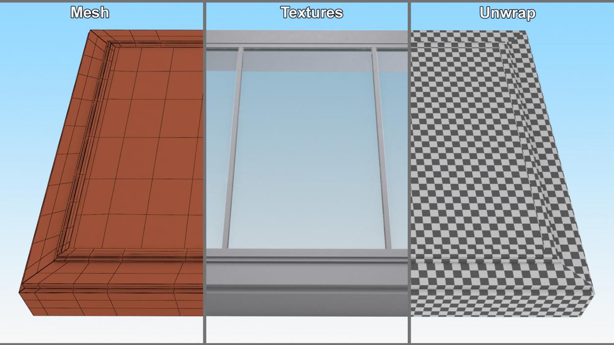 3D Triple Glass Skylight Window model