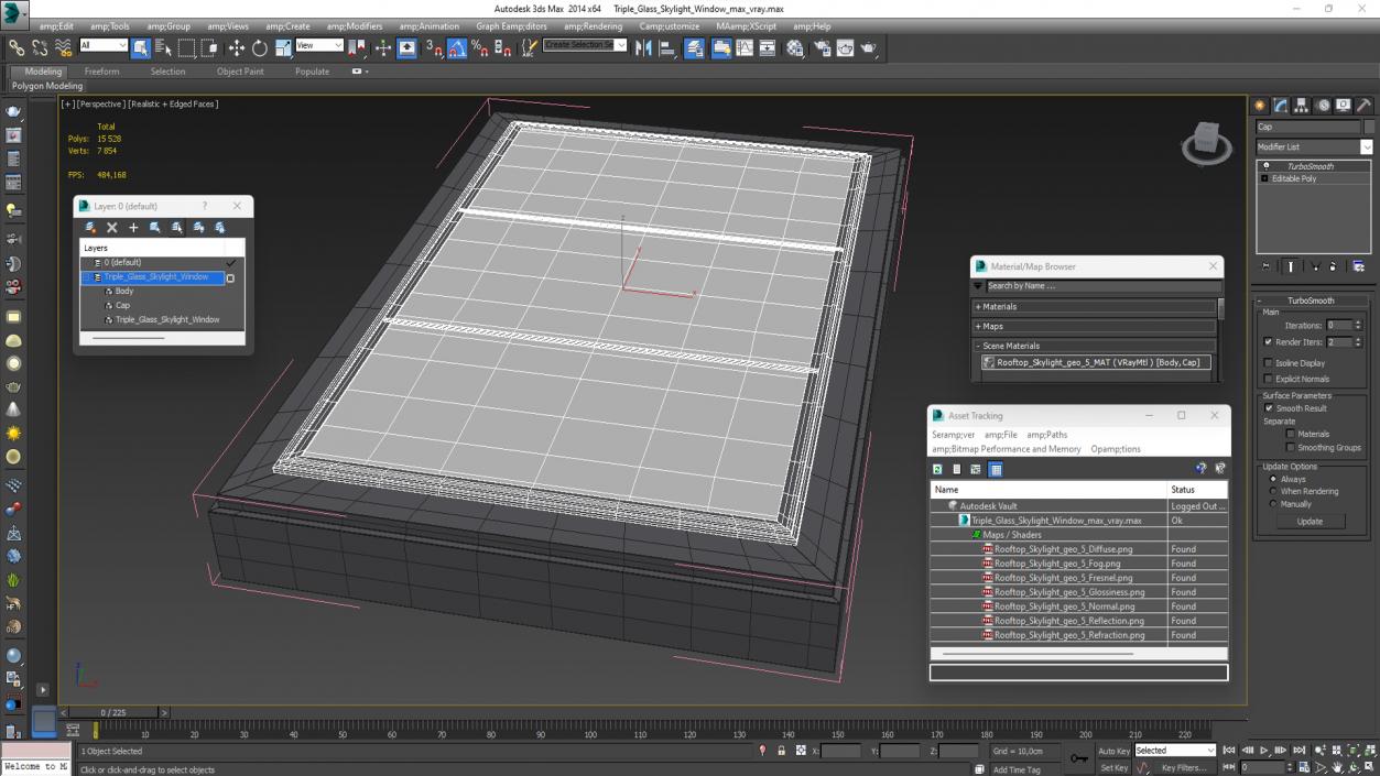 3D Triple Glass Skylight Window model