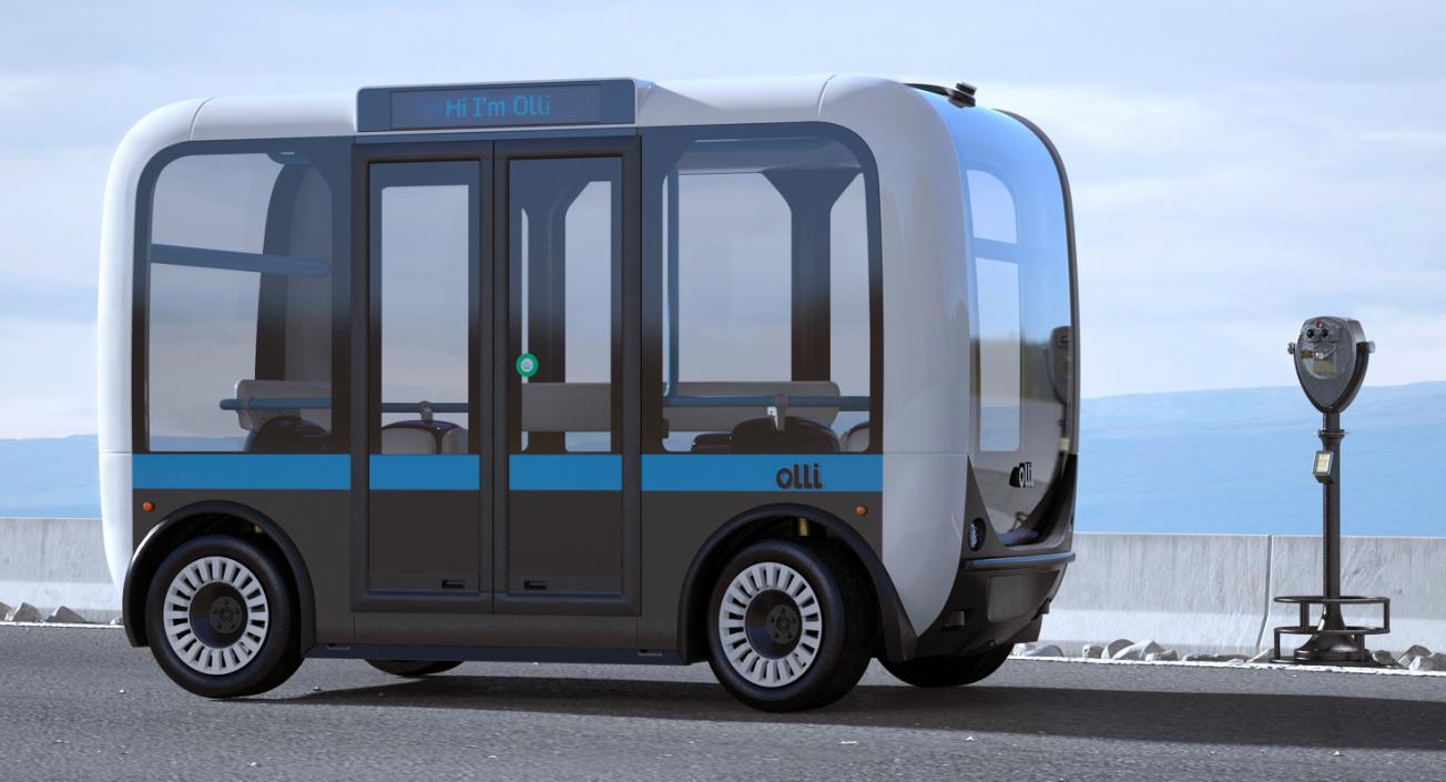 Olli Self Driving Electric Bus Rigged 3D