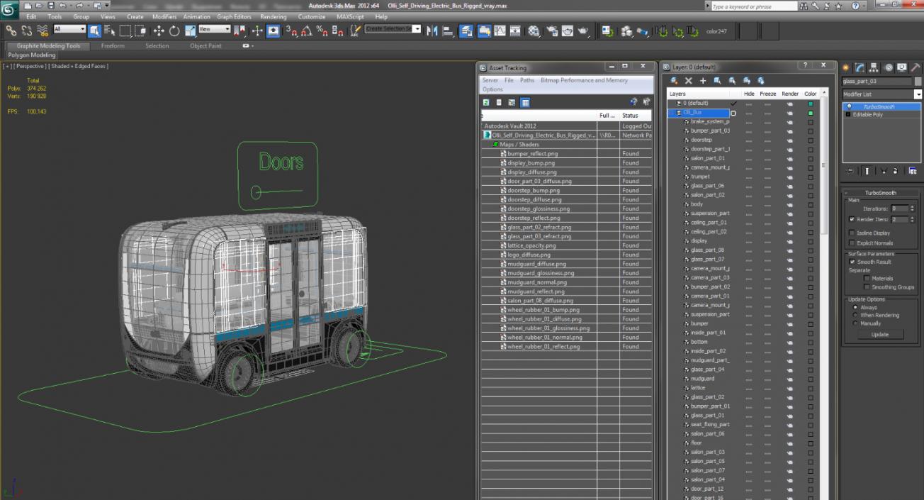 Olli Self Driving Electric Bus Rigged 3D