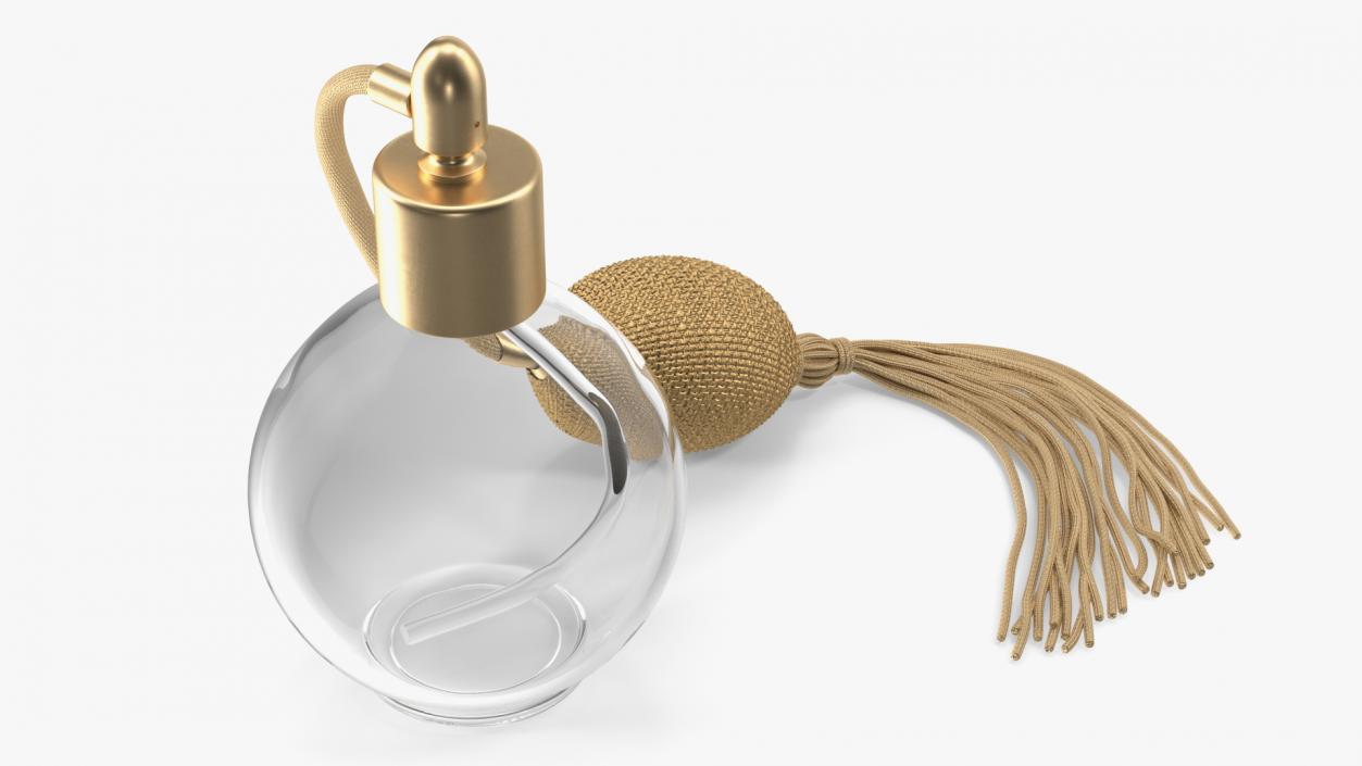 Empty Golden Perfume Bottle with Hose Pump 3D