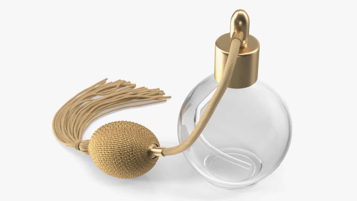 Empty Golden Perfume Bottle with Hose Pump 3D