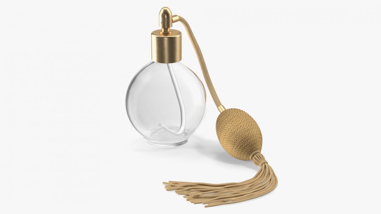 Empty Golden Perfume Bottle with Hose Pump 3D