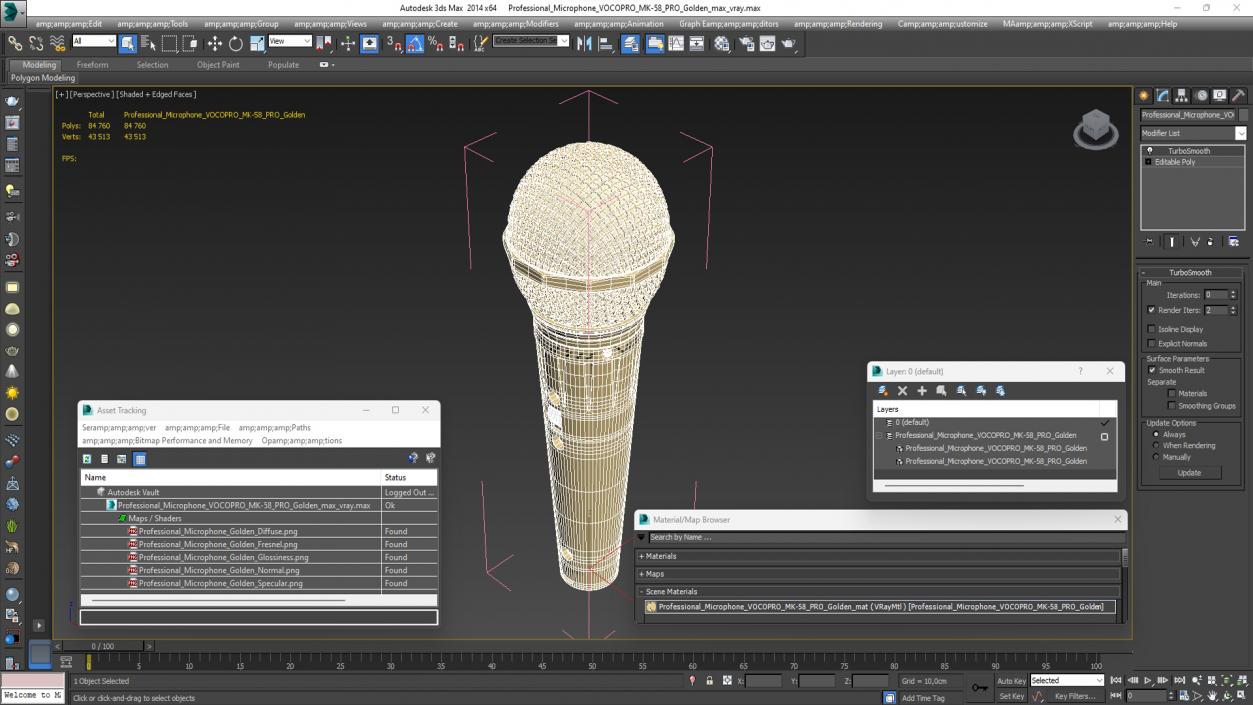 3D Professional Microphone VOCOPRO MK-58 PRO Golden model