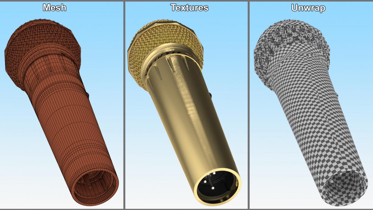 3D Professional Microphone VOCOPRO MK-58 PRO Golden model