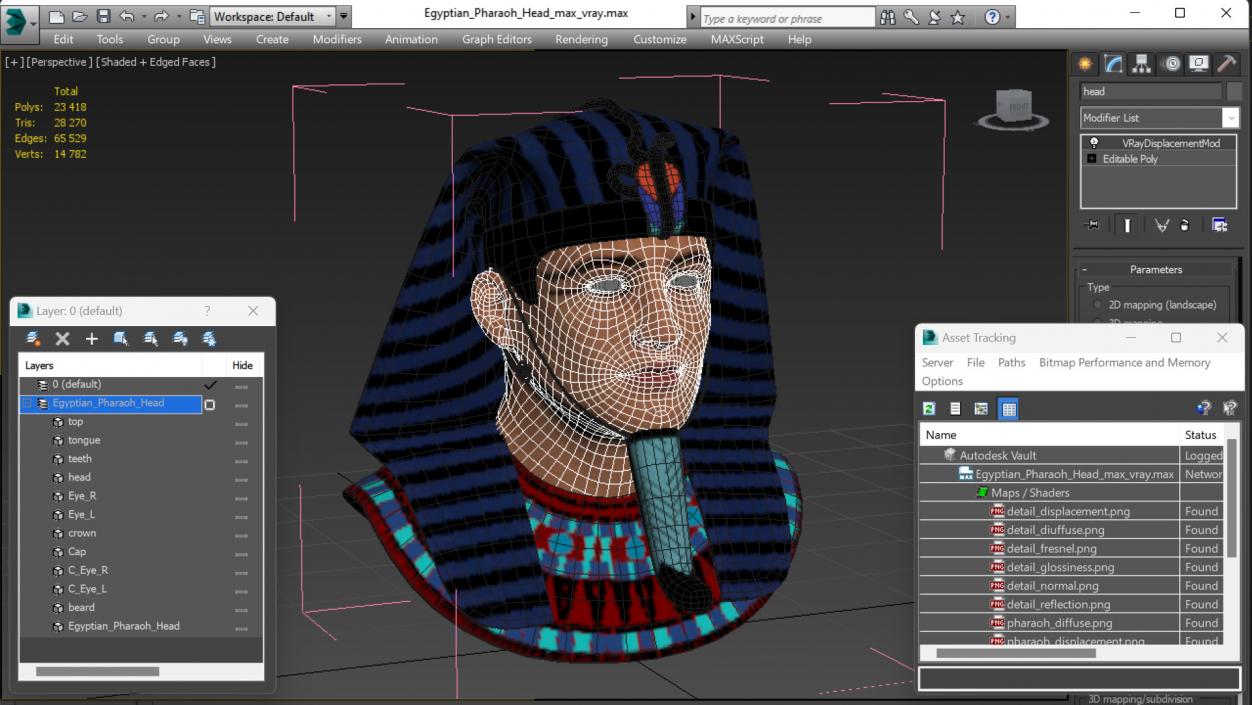 3D Egyptian Pharaoh Head