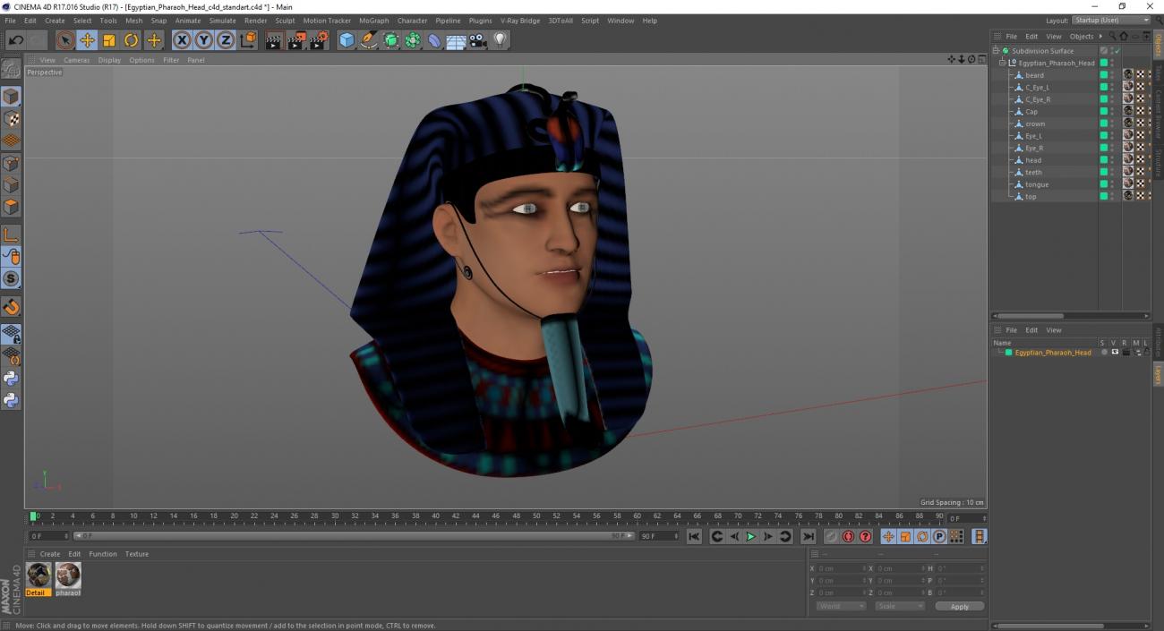 3D Egyptian Pharaoh Head