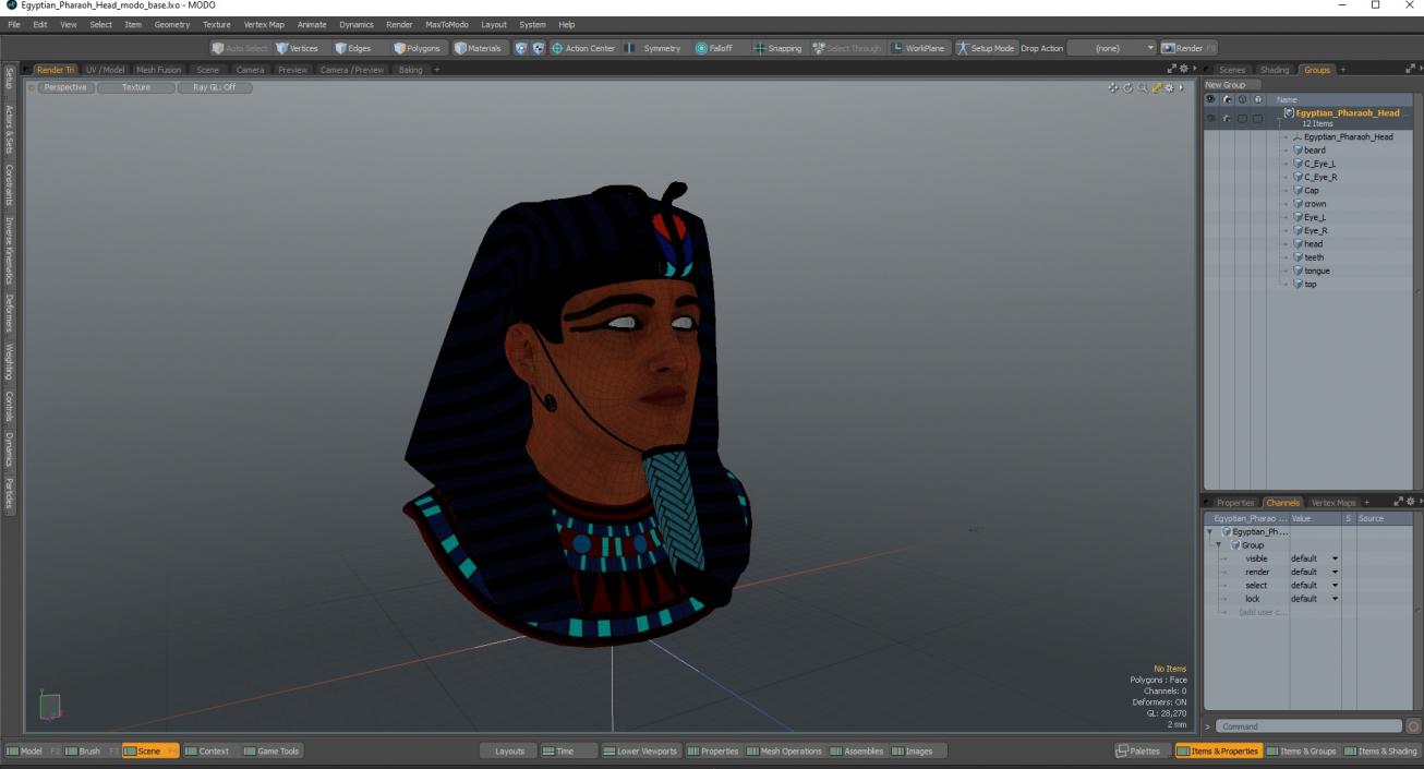 3D Egyptian Pharaoh Head