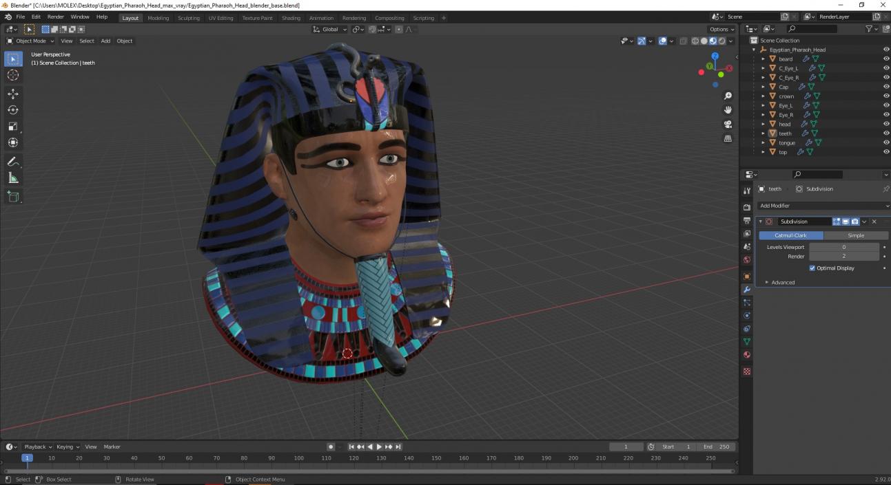 3D Egyptian Pharaoh Head