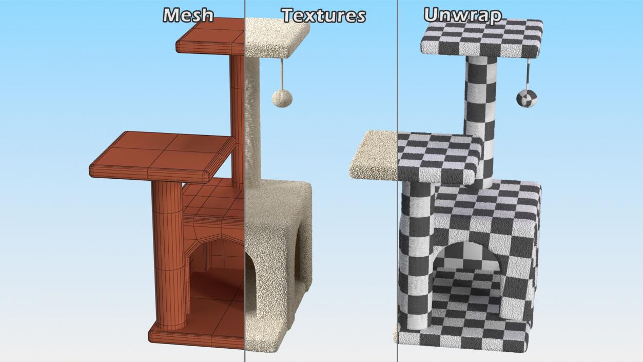 3D Cat Tree 3-Level