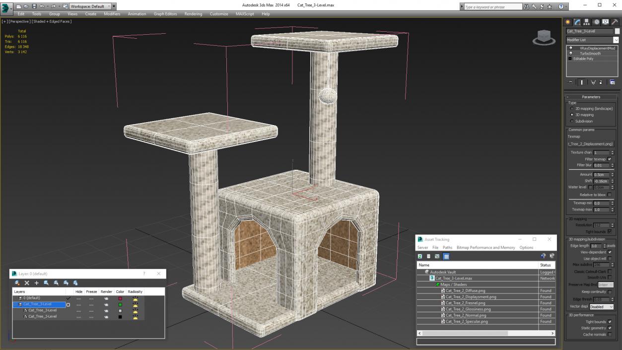 3D Cat Tree 3-Level