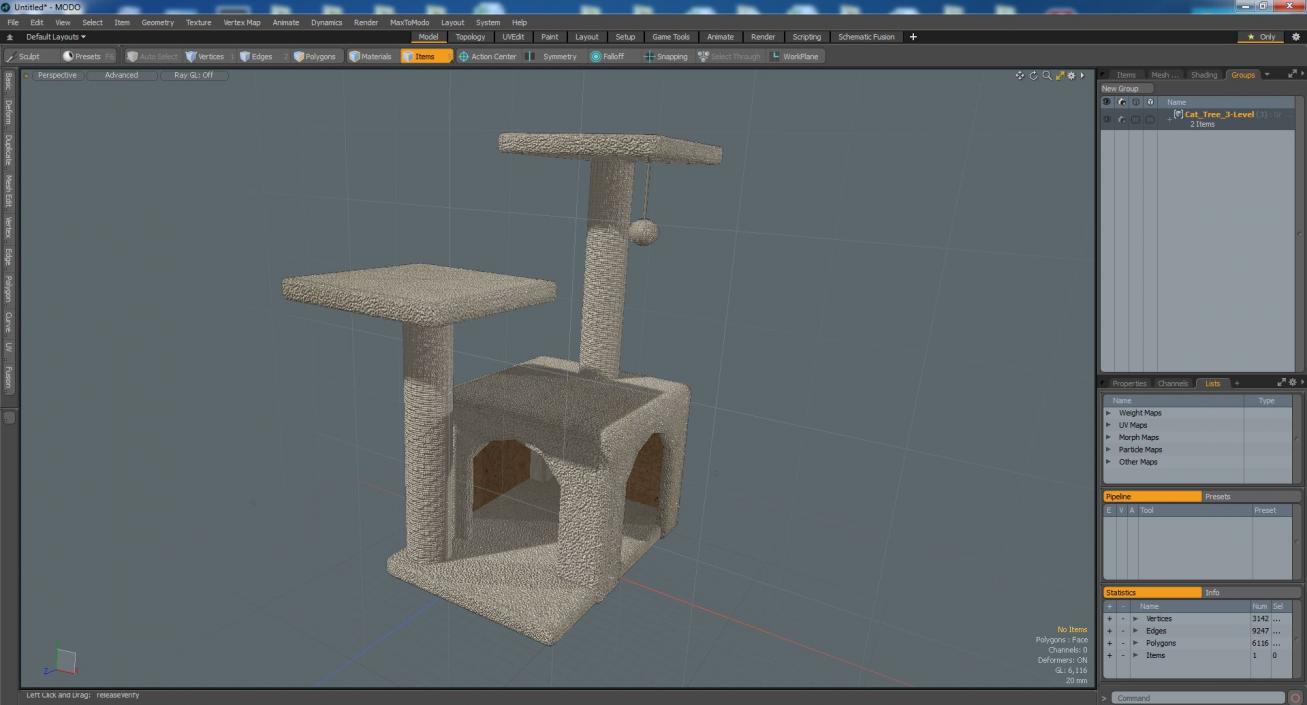 3D Cat Tree 3-Level