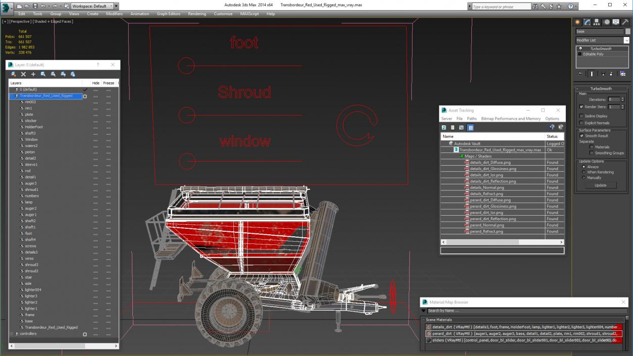 3D Transbordeur Red Used Rigged model