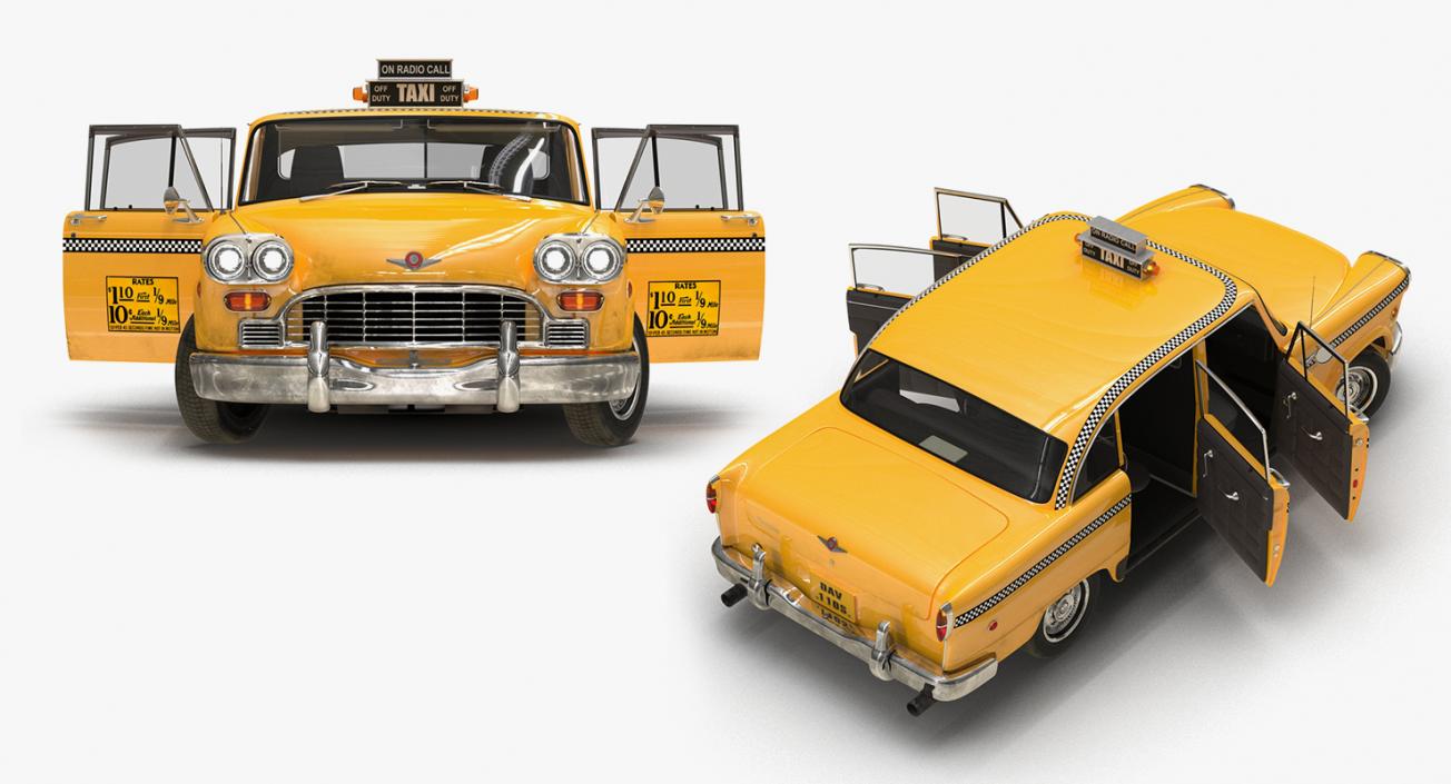 3D NYC Checker Cab Rigged Collection model