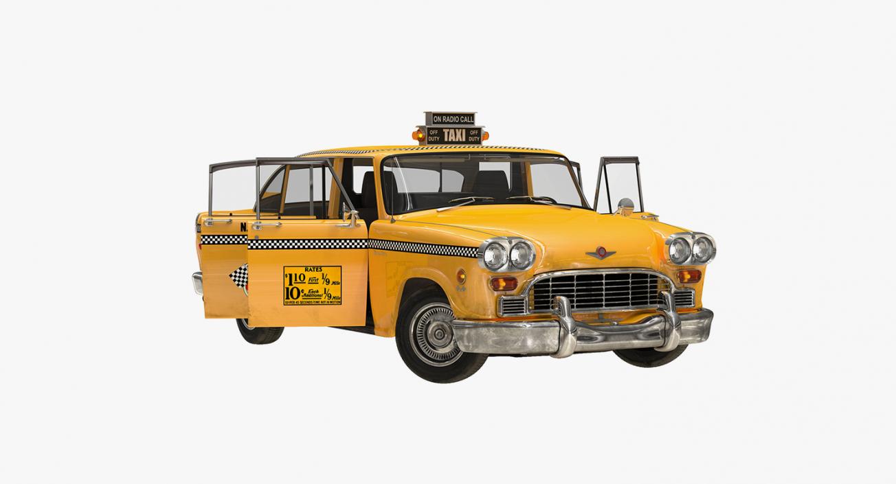 3D NYC Checker Cab Rigged Collection model