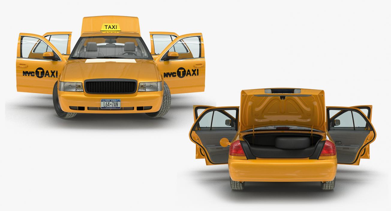 3D NYC Checker Cab Rigged Collection model