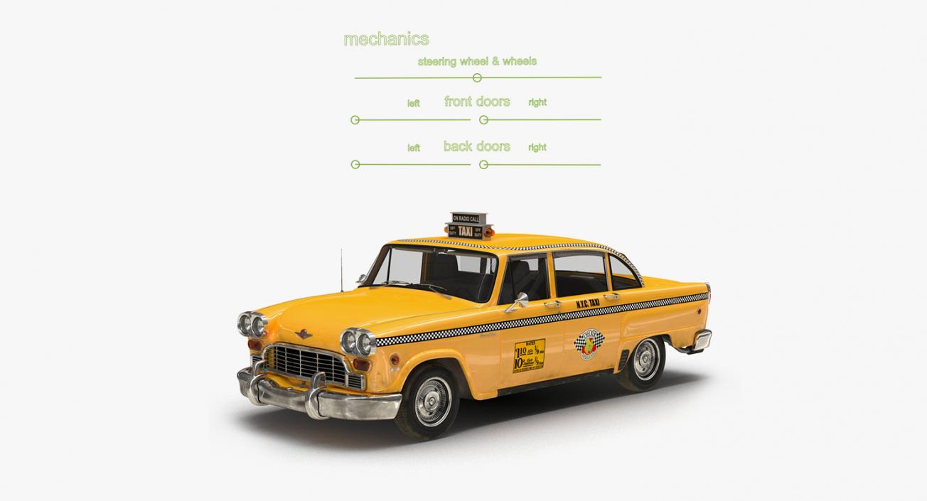 3D NYC Checker Cab Rigged Collection model