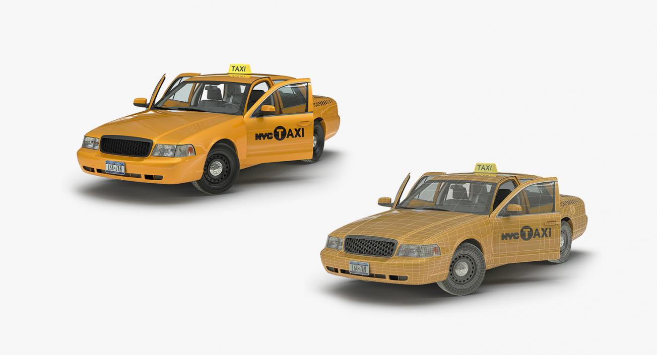 3D NYC Checker Cab Rigged Collection model