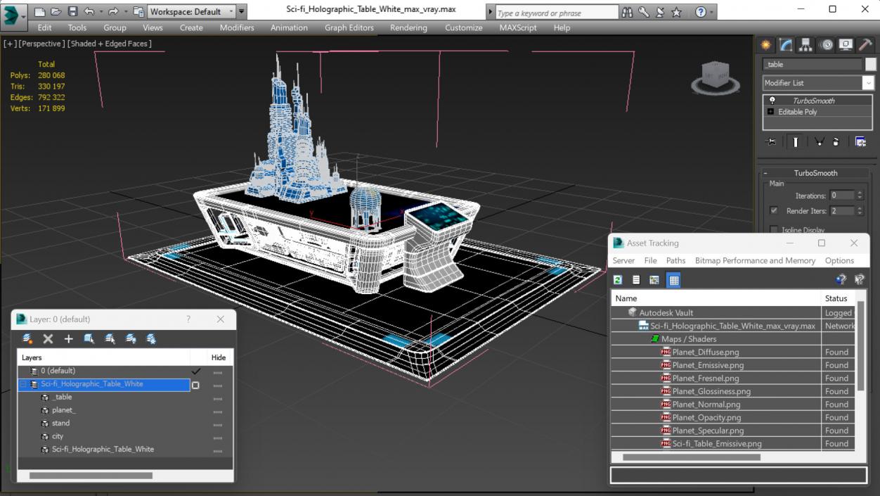 3D model Sci-fi Holographic Table White