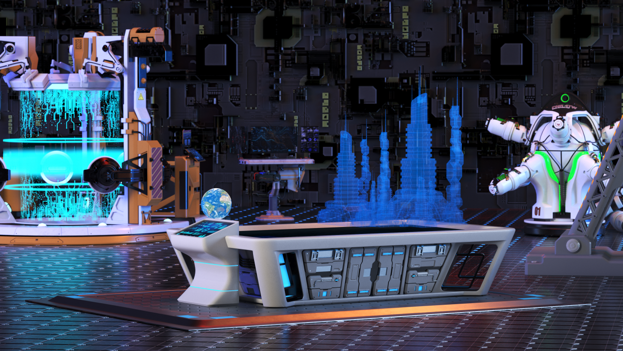 3D model Sci-fi Holographic Table White