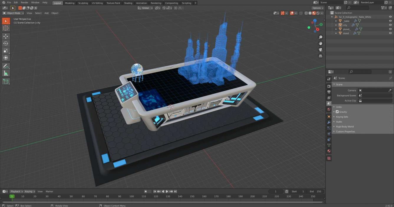 3D model Sci-fi Holographic Table White