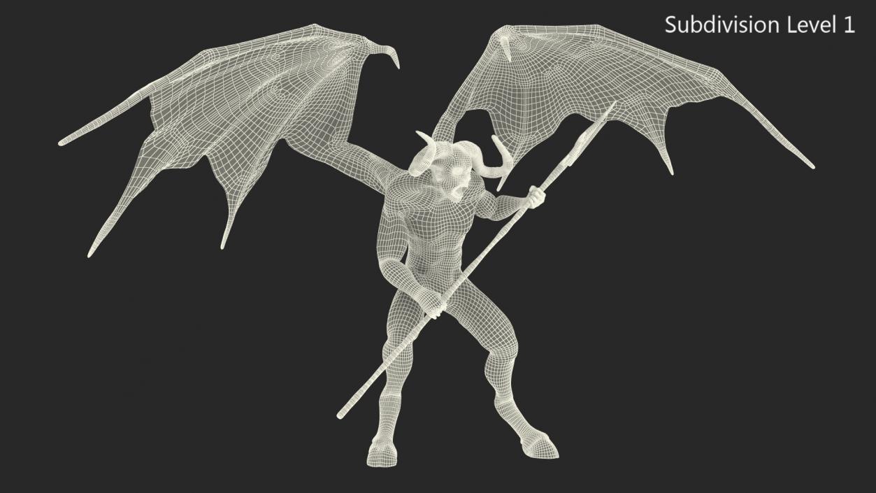 Devil Character with Trident Angry Pose(1) 3D