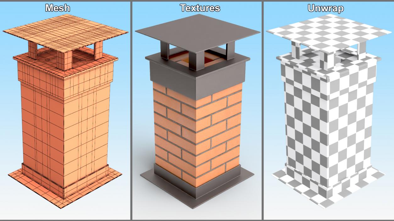 3D model Brick Chimney Square