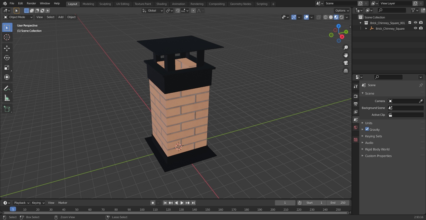 3D model Brick Chimney Square