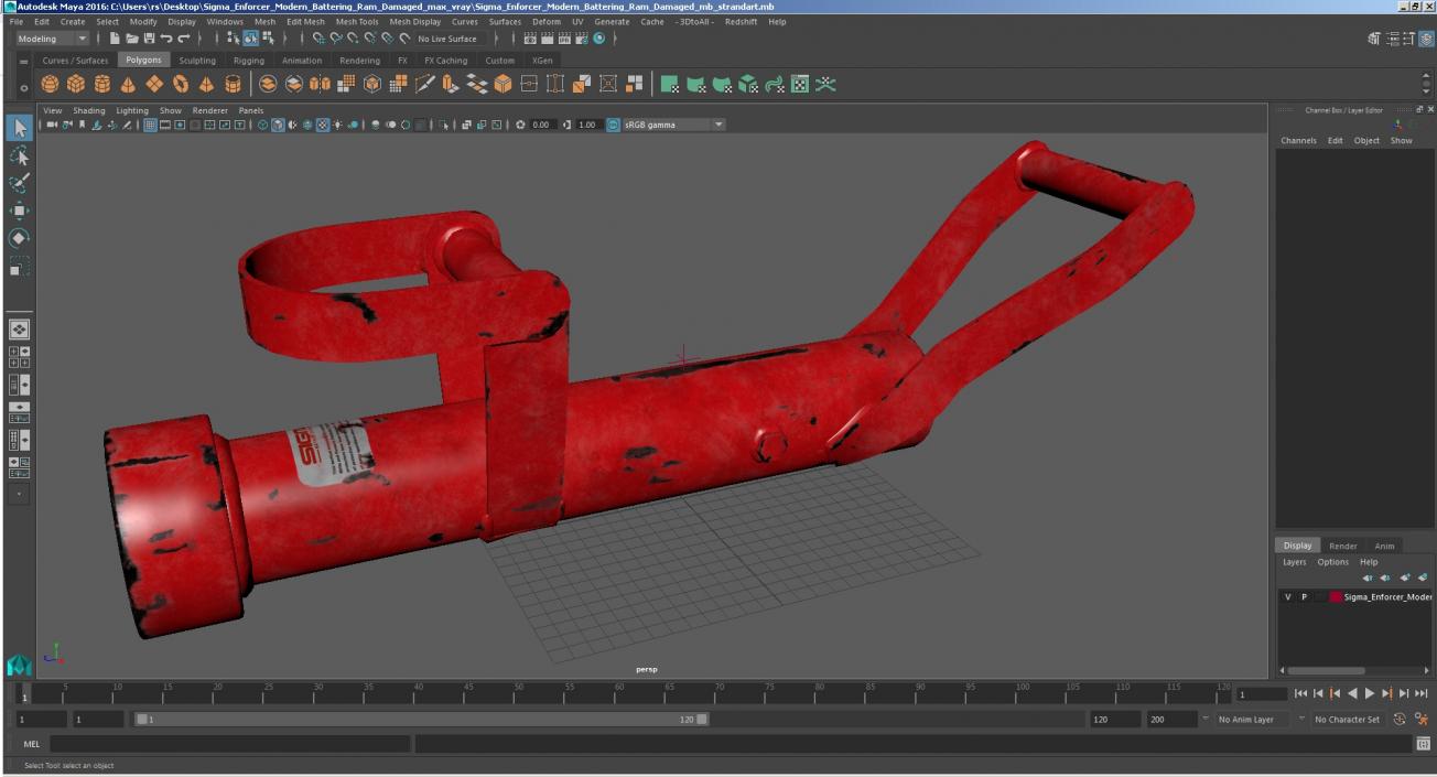 3D Sigma Enforcer Modern Battering Ram Damaged model