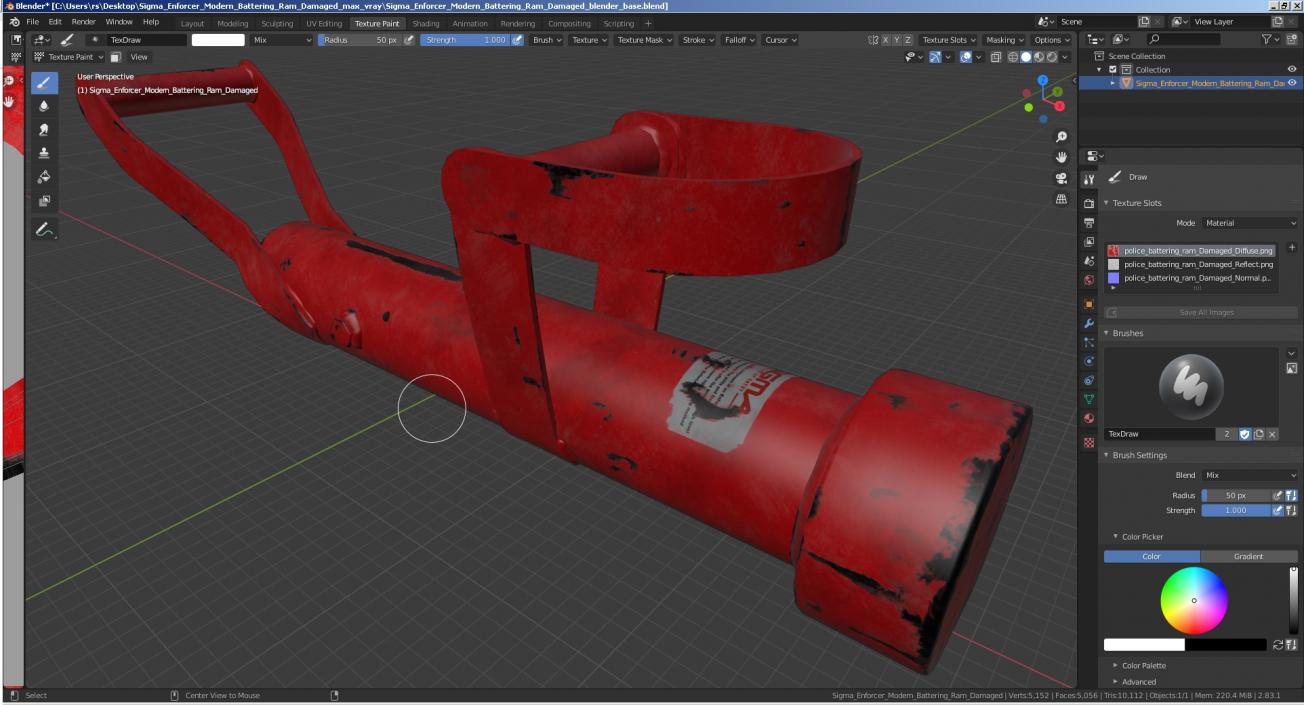 3D Sigma Enforcer Modern Battering Ram Damaged model