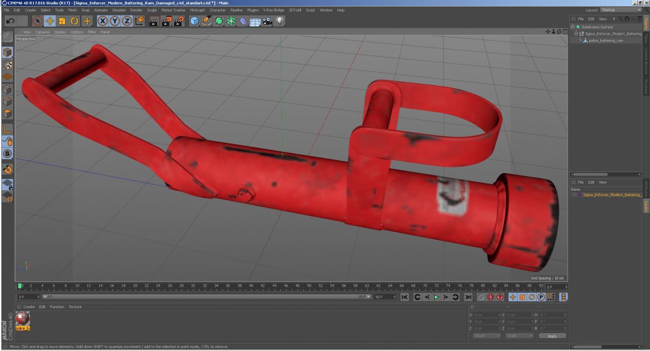 3D Sigma Enforcer Modern Battering Ram Damaged model