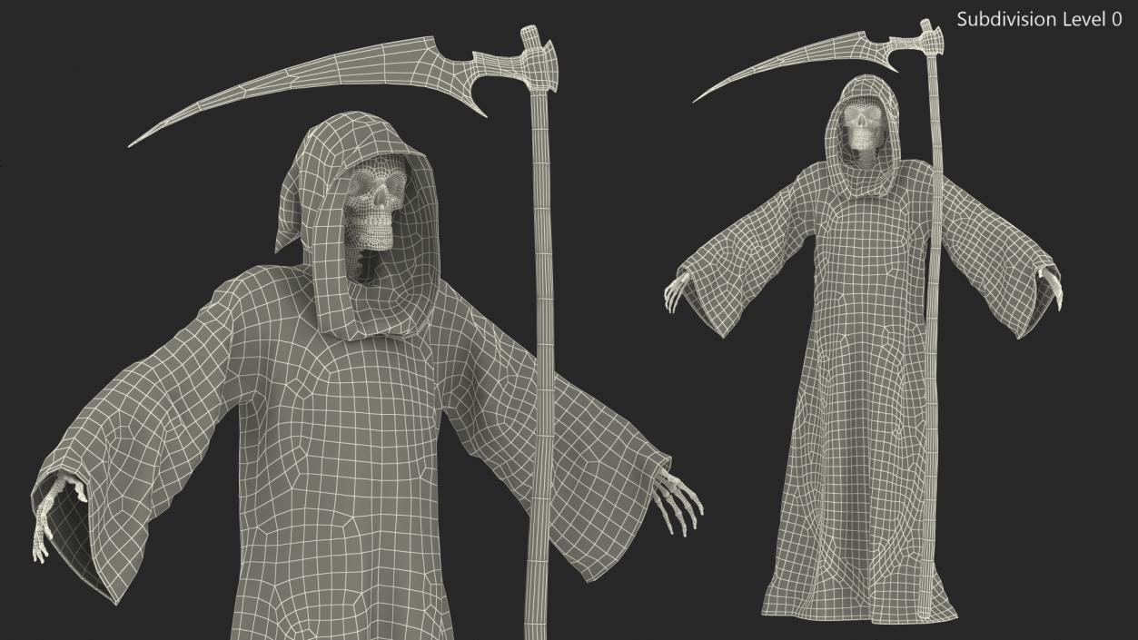 Death Character with Scythe Rigged 3D model