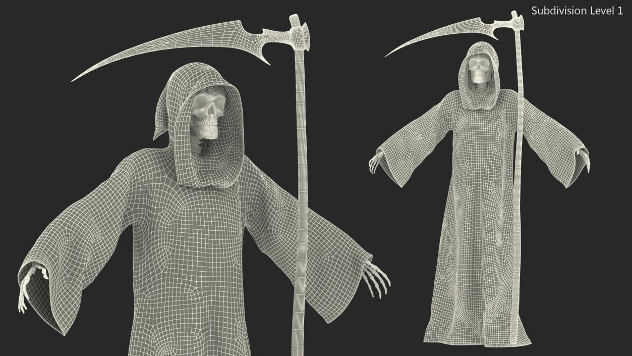 Death Character with Scythe Rigged 3D model