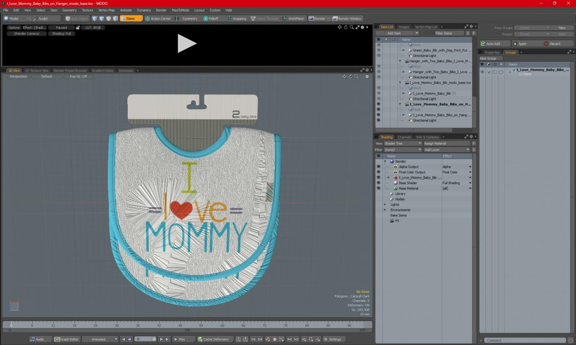 I Love Mommy Baby Bibs on Hanger 3D