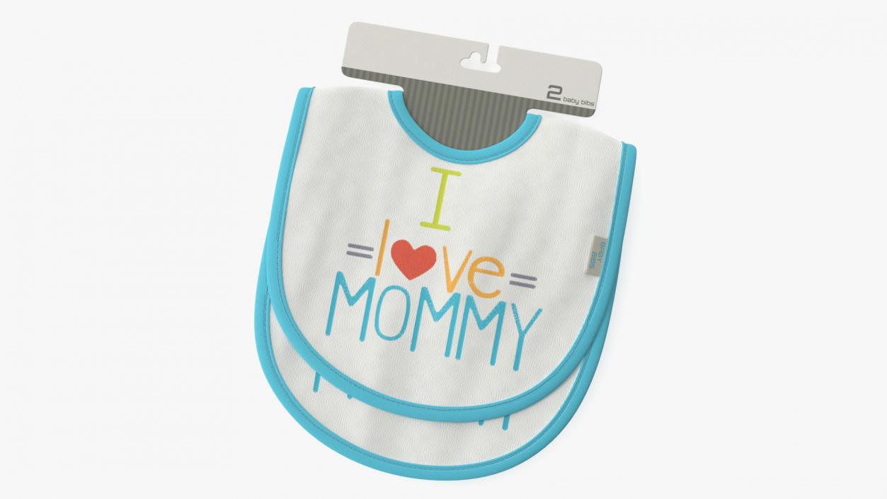 I Love Mommy Baby Bibs on Hanger 3D