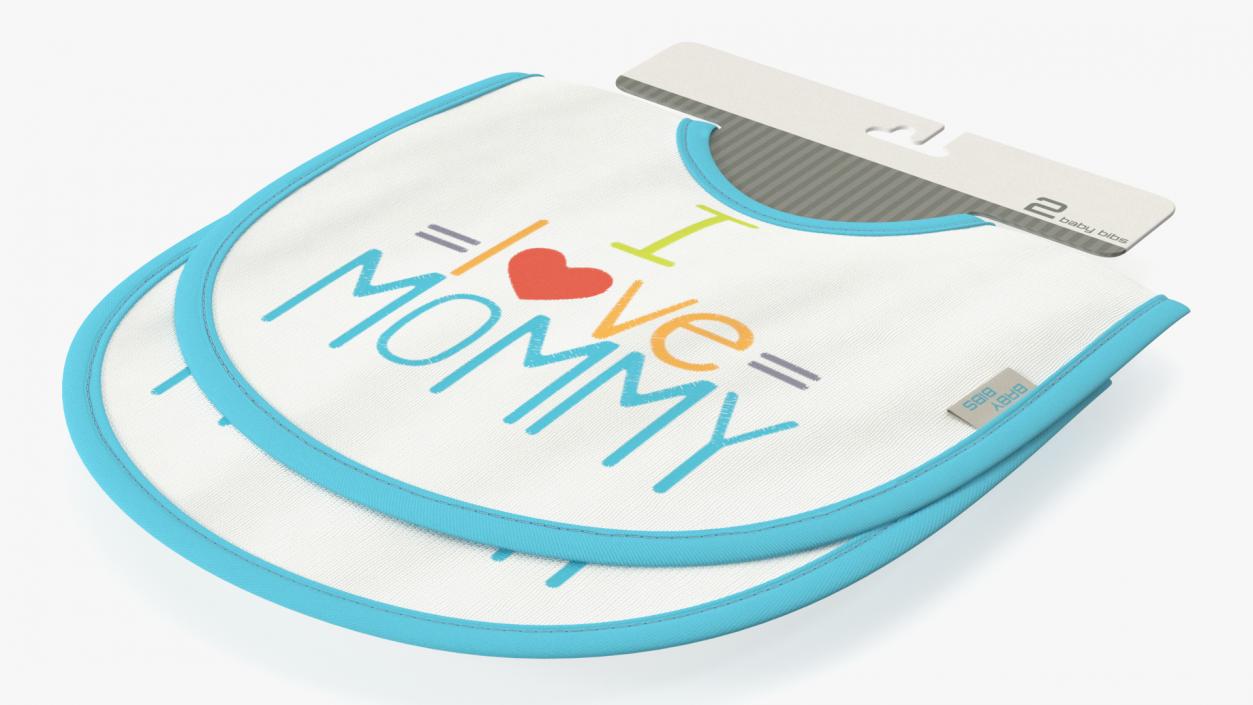 I Love Mommy Baby Bibs on Hanger 3D