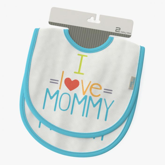 I Love Mommy Baby Bibs on Hanger 3D