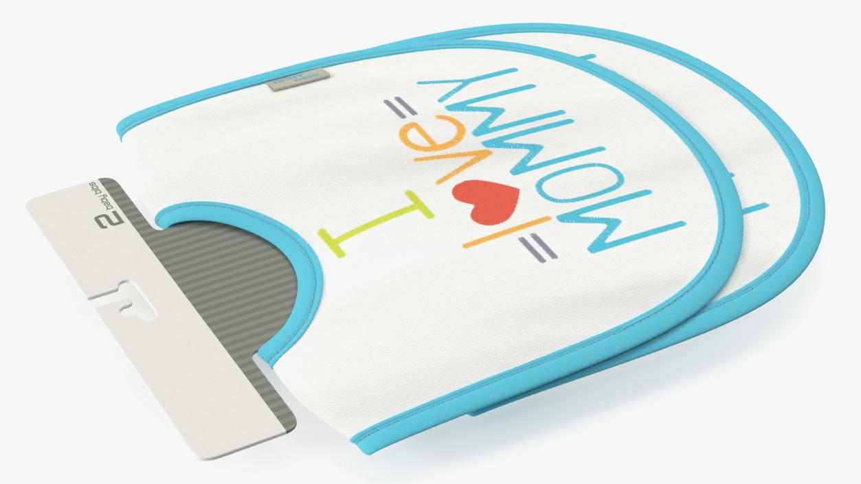 I Love Mommy Baby Bibs on Hanger 3D