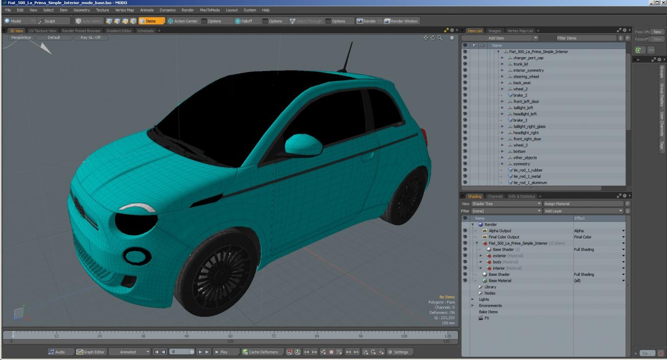 3D Fiat 500 La Prima Simple Interior model