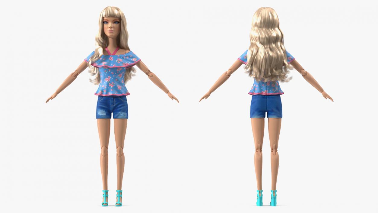 3D Barbie Doll Jeans Style model