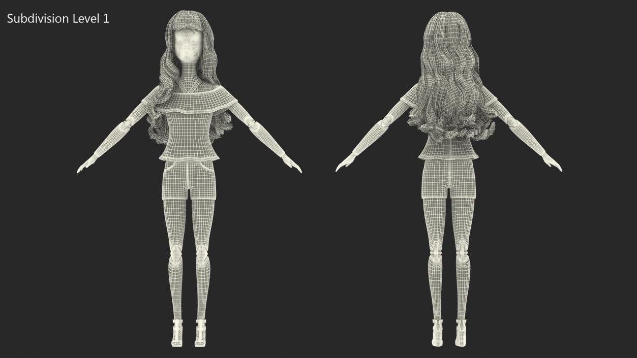 3D Barbie Doll Jeans Style model