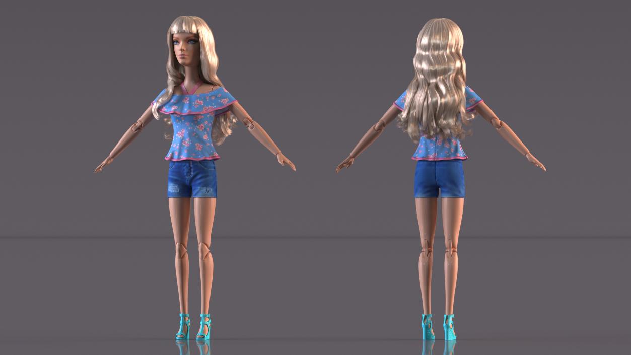 3D Barbie Doll Jeans Style model