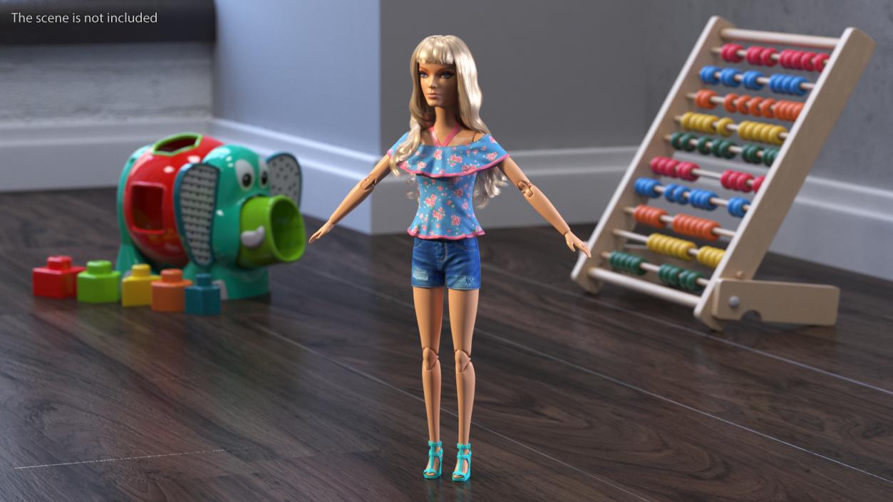 3D Barbie Doll Jeans Style model